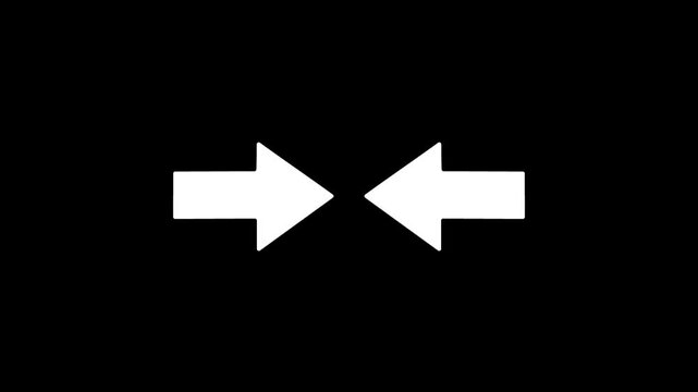 Two white arrows on a black background, pointing towards each other. direction, opposition, or convergence. highlights clarity focus, involving choices, decision-making, connectivity design projects.