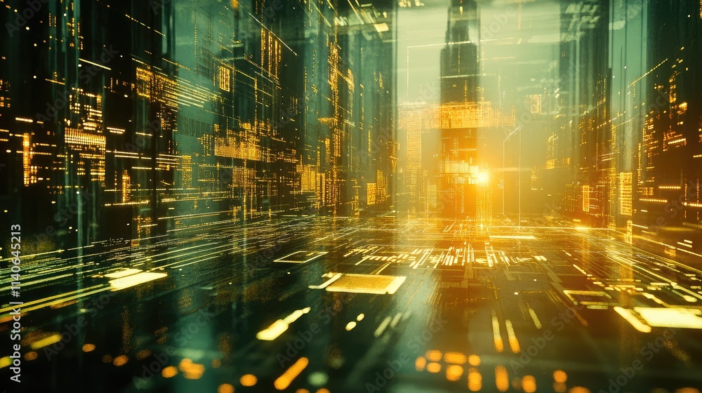 Poster a microchip floating above a glass panel with faintly glowing circuits reflecting onto the surface f