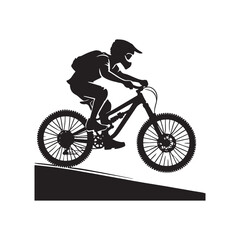 Person Riding a Bicycle Silhouette Vector Illustration, Solid White Background.