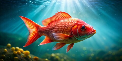 Fototapeta premium Red Fish, Aquarium Fish, Betta Fish, Goldfish, Koi, Tropical Fish, Red Fish Pictures, Red Fish Images, Beautiful Red Fish