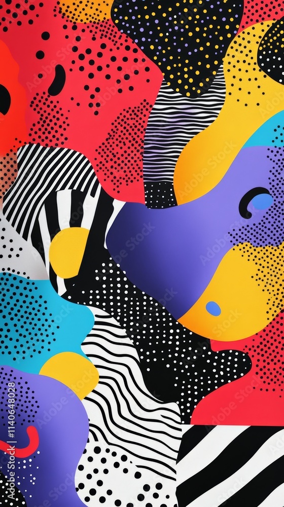 Poster colorful abstract background mixing various geometric shapes and patterns