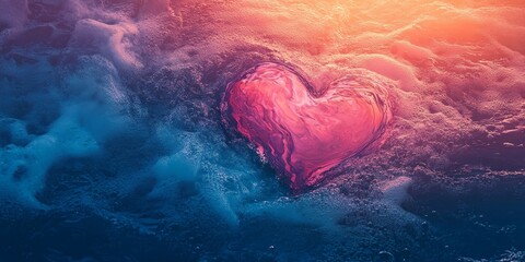 heart waves with surreal romantic tones, Generative AI