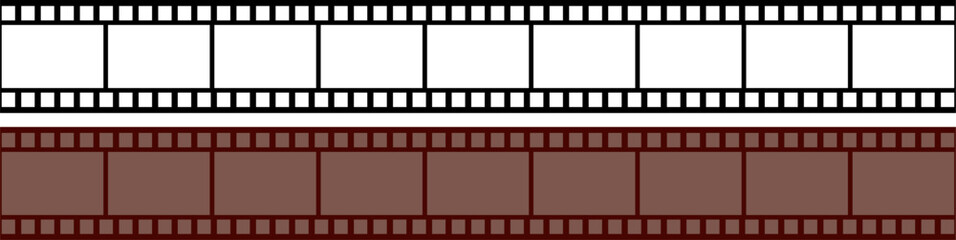 Filmstrip with frames. Realistic film strip icon used for cinema reel, videography elements. Vector illustration.