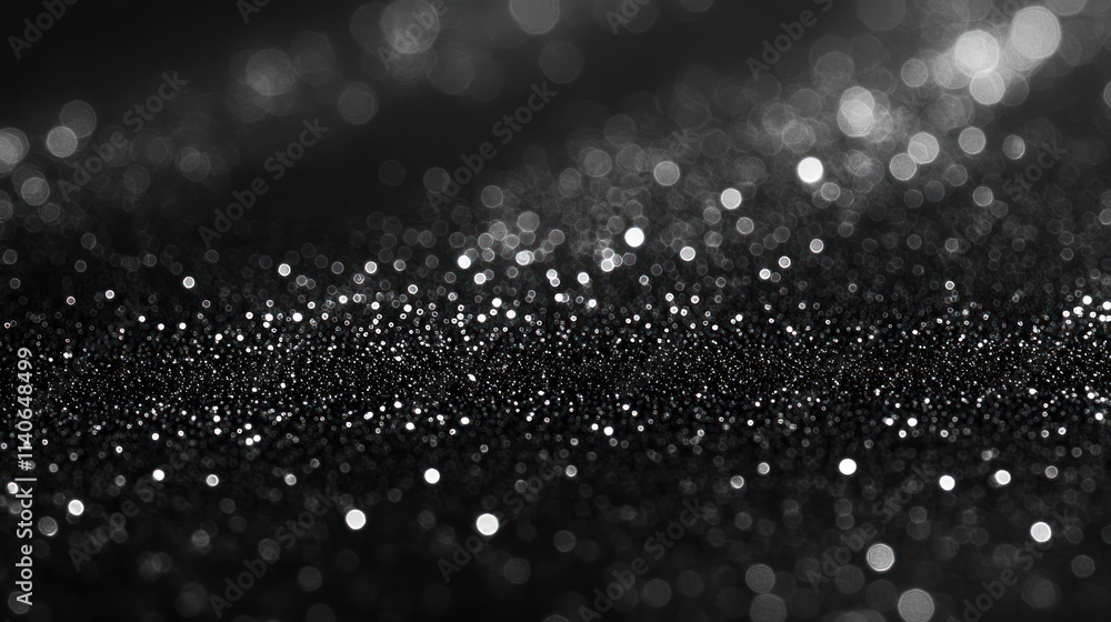 Poster abstract dark background with glittering particles.