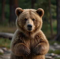 brown bear in the forest AI generative