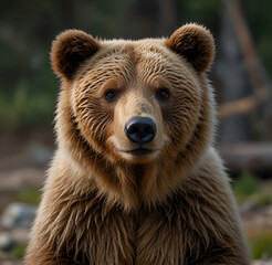 Obraz premium brown bear in the forest AI generative