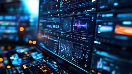 Obraz premium A computer screen displaying multiple video editing software applications