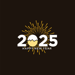 Happy New Year 2025 text design. with a festive end of year celebration concept, 2025 new year logo.