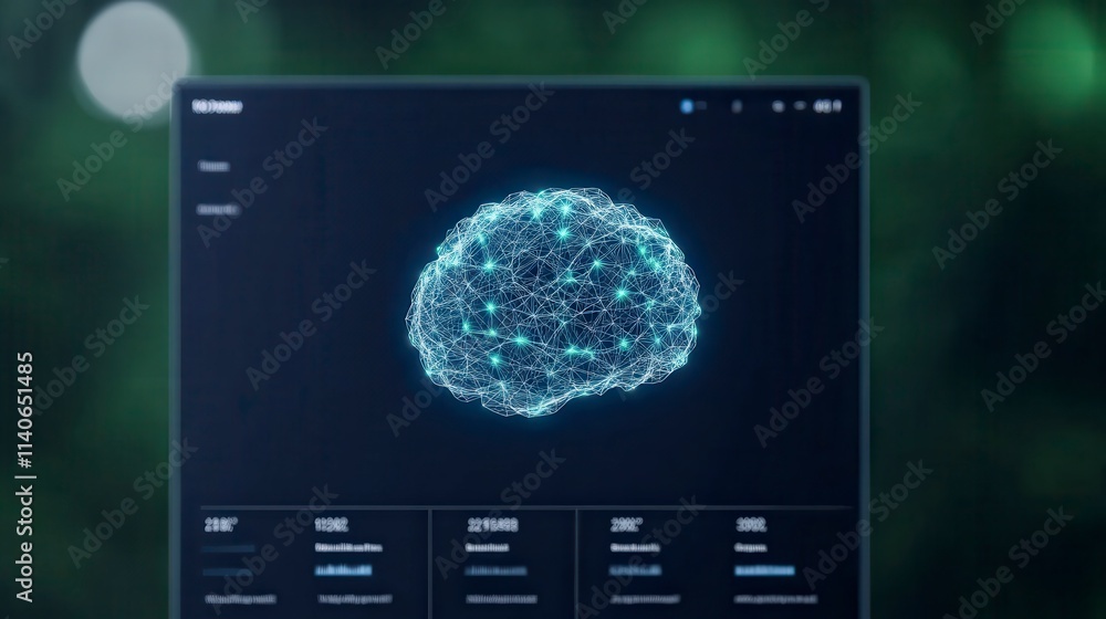 Aufkleber a digital representation of a brain network, showcasing interconnected nodes, symbolizing cognitive 