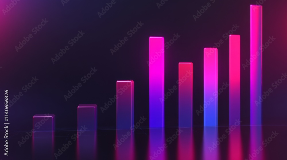 Poster modern abstract bar graph visualization in vibrant neon colors