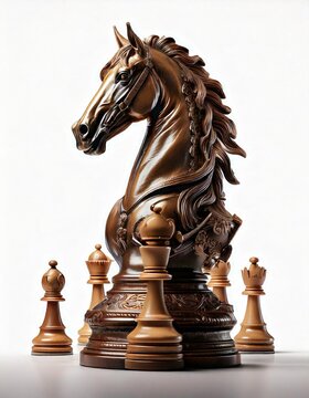 Strategic Leap of a Chess Knight Boardroom Digital Illustration Creative Space Side View Vision of Tactics