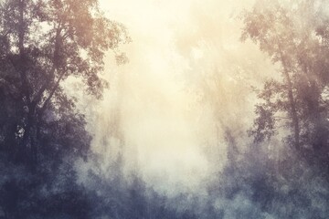 through misty forest, rough texture effect, rays tranquil theme, Generative AI