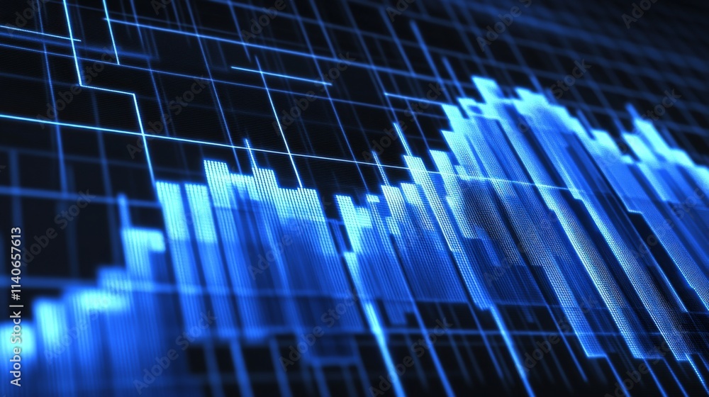Leinwandbilder abstract digital financial graph with blue lines and data metrics