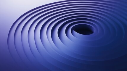 Obraz premium Spiraling concentric blue curves, depth perspective.