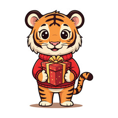 Cute Tiger Cartoon Vector Icon Illustration Animal Nature Icon Concept Isolated Vector of cute tiger