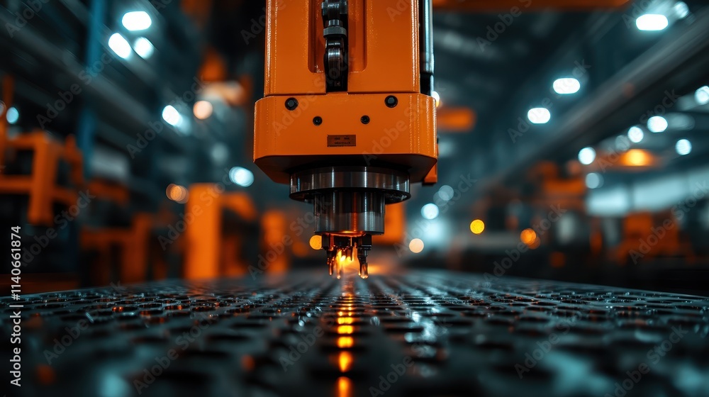 Poster a cnc machine in action, processing a perforated sheet with precision, showcasing the advanced techn