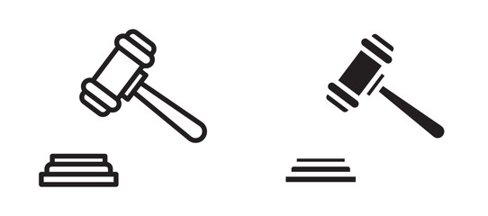 Gavel Icon set in black color for ui designs