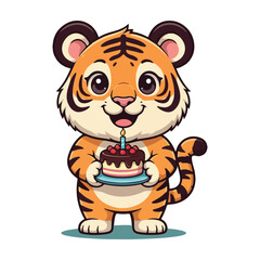 Cute Tiger Cartoon Vector Icon Illustration Animal Nature Icon Concept Isolated Vector of cute tiger