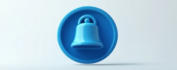 Fototapeta premium Blue notification bell icon symbolizing alert and reminder