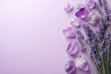 Fototapeta premium Serene Lavender Arrangement with Crystal Accents