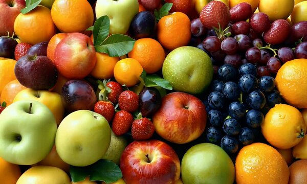 A colorful assortment of fresh fruits arranged attractively.