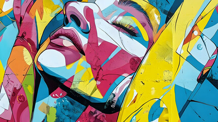 Vibrant Abstract Graffiti Wall Art Illustration