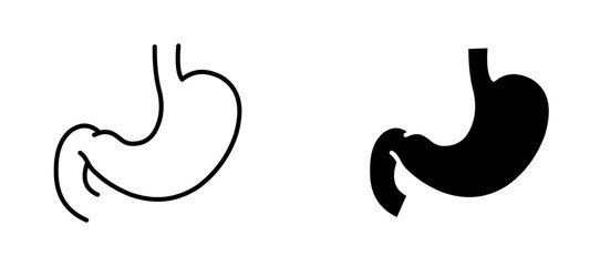 Stomach Icon set in black color for ui designs