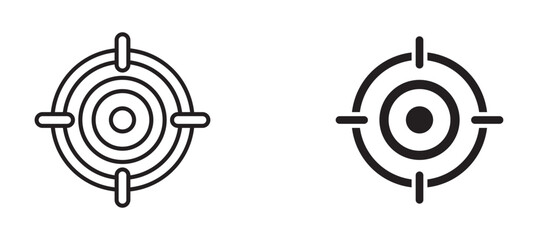 Target Icon set in black color for ui designs