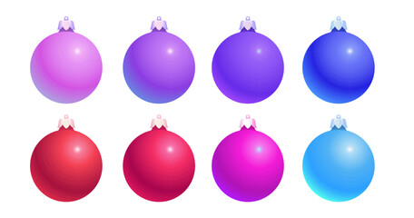 Fototapeta premium Set of bright multicolored vector Christmas balls