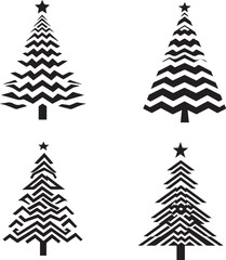 Set of Christmas trees Silhouette