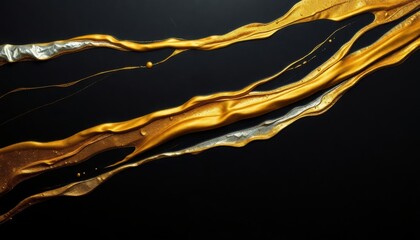 Gold and silver paint articles placed on a black background