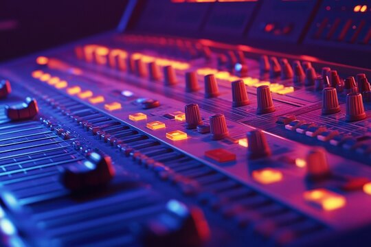 Colorful Audio Mixer with Dynamic Lighting Effects