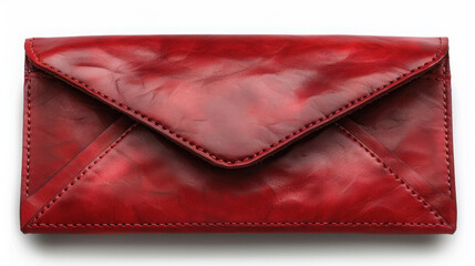 An open red envelope of delivery , front view.