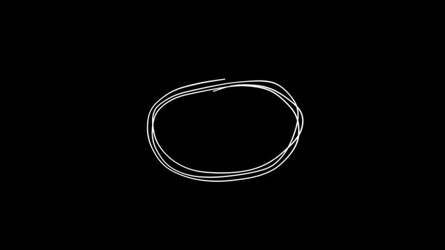 White oval shape drawn circle frames uneven lines black background. doodle underlines, rough round shapes. calm and focus art and marketing. underline sketch. pen bubble. message note mark