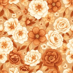 Autumnal Floral Seamless Pattern 