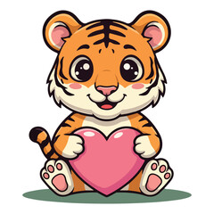 Cute Tiger Cartoon Vector Icon Illustration Animal Nature Icon Concept Isolated Vector of cute tiger