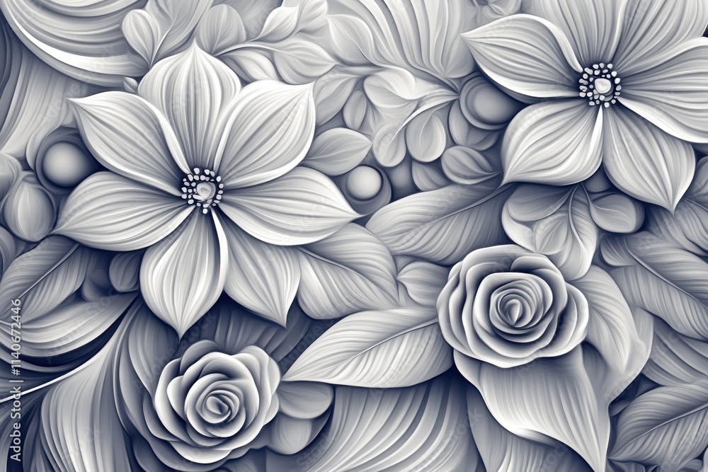 Poster elegant floral pattern with intricate design