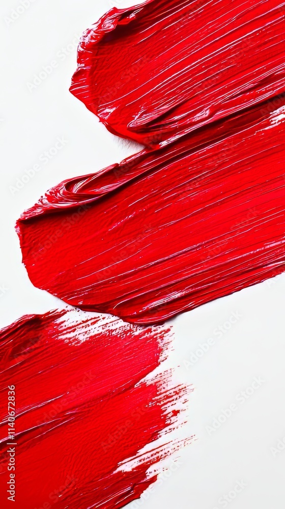 Poster red lipstick smears creating vibrant abstract design on white background