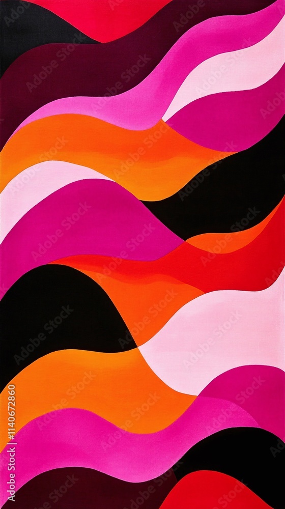 Poster repeating pattern of abstract waves in bold contrasting colors