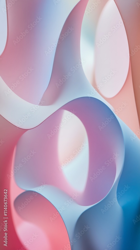 Poster abstract pastel colored paper creating smooth shapes and curves