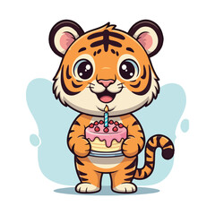 Cute Tiger Cartoon Vector Icon Illustration Animal Nature Icon Concept Isolated Vector of cute tiger