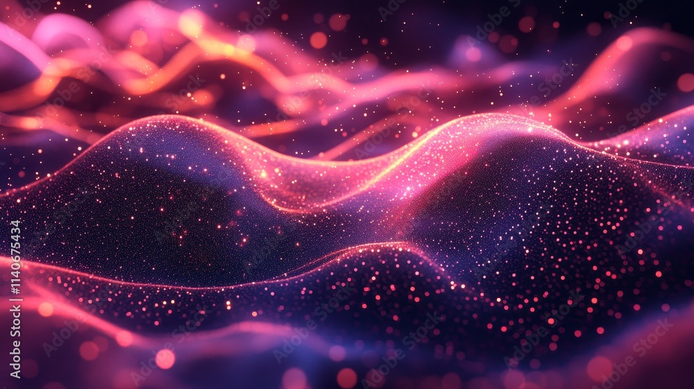 Poster vibrant waves of light and color in a cosmic dance, creating a mesmerizing visual experience in a dr