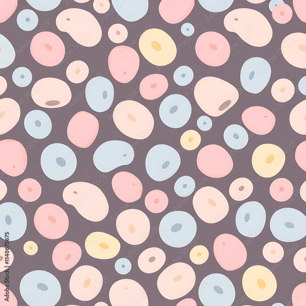 Poster abstract dots seamless pattern: a whimsical and colorful pattern of abstract dots in pastel pink, bl