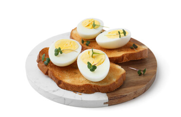 Sandwiches with hard boiled eggs isolated on white