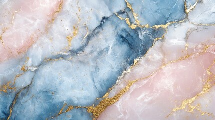Abstract pink and blue marble liquid texture with gold splashes, luxury background 