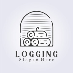 simple badge logging logo vector illustration design, outline logs logo design