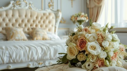 The arrangement symbolizes the beauty and purity of the couple’s new journey together.