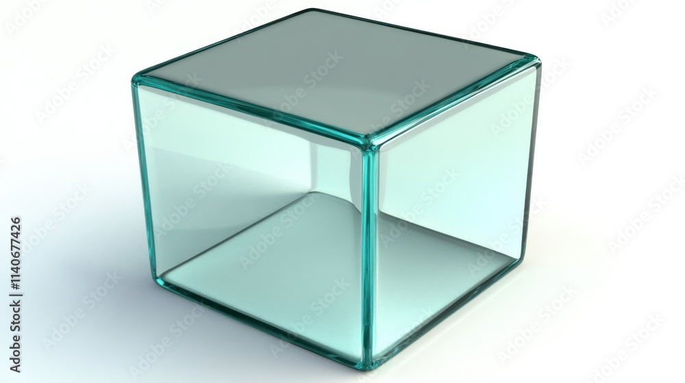 Poster translucent teal cube with rounded edges.