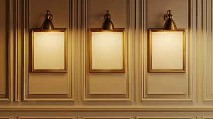 Elegant Gold Frame Mockup 3D Render