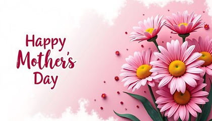 Happy Mother's Day greeting with pink flowers and artistic background design